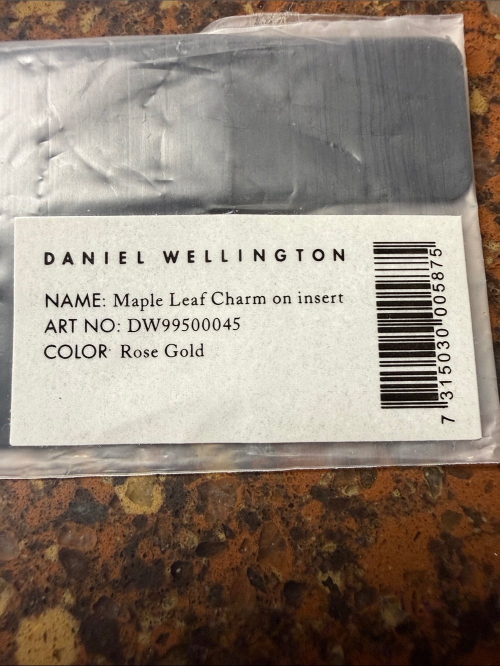 NWT Daniel Wellington Rose Gold Maple Leaf Watch Strap Charm Insert